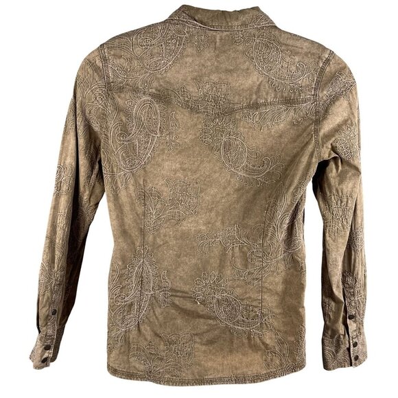 VTG Natural Reflections Womens L Embroidered Shacket Snap Up Long Sleeve Western - Picture 2 of 15